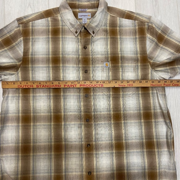 Men's Carharrt Relax Fit Shirt Short Sleeve Button Up Shirt Size 2XL - Picture 7 of 9